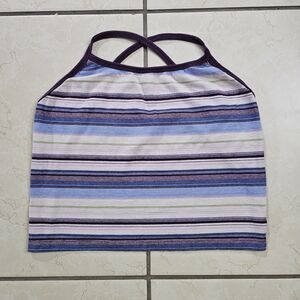 Calvin Klein 100% Cotton Women's Camisole Tank Top Purple Striped L Made in USA